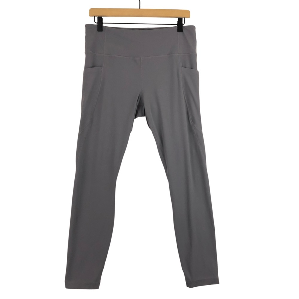 Athleta Stash Pockets Salutation High Rise Grey Tights Leggings Size Large